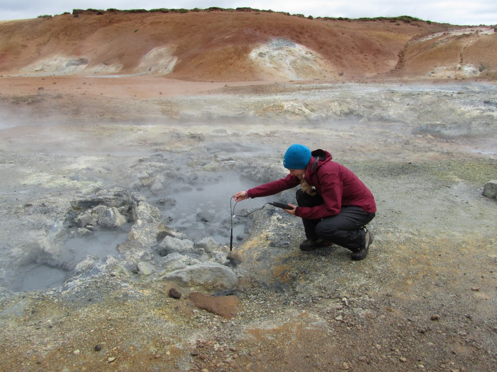 Fieldwork: on location in Iceland, studying hot springs and extremophiles
