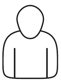 A blank template for the design activity, showing the torso and head of a person.